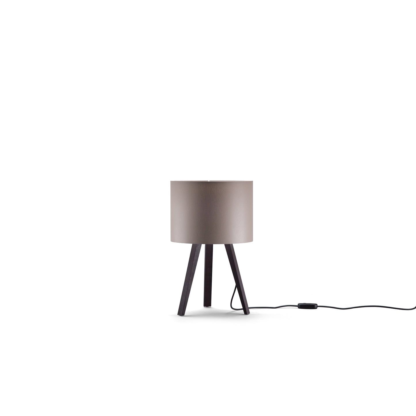LUCA LITTLE Designer Nachttischleuchte handgefertigt aus Holz (Eiche) geräuchert mit textilem Lampenschirm bronzegrau – Made in Germany