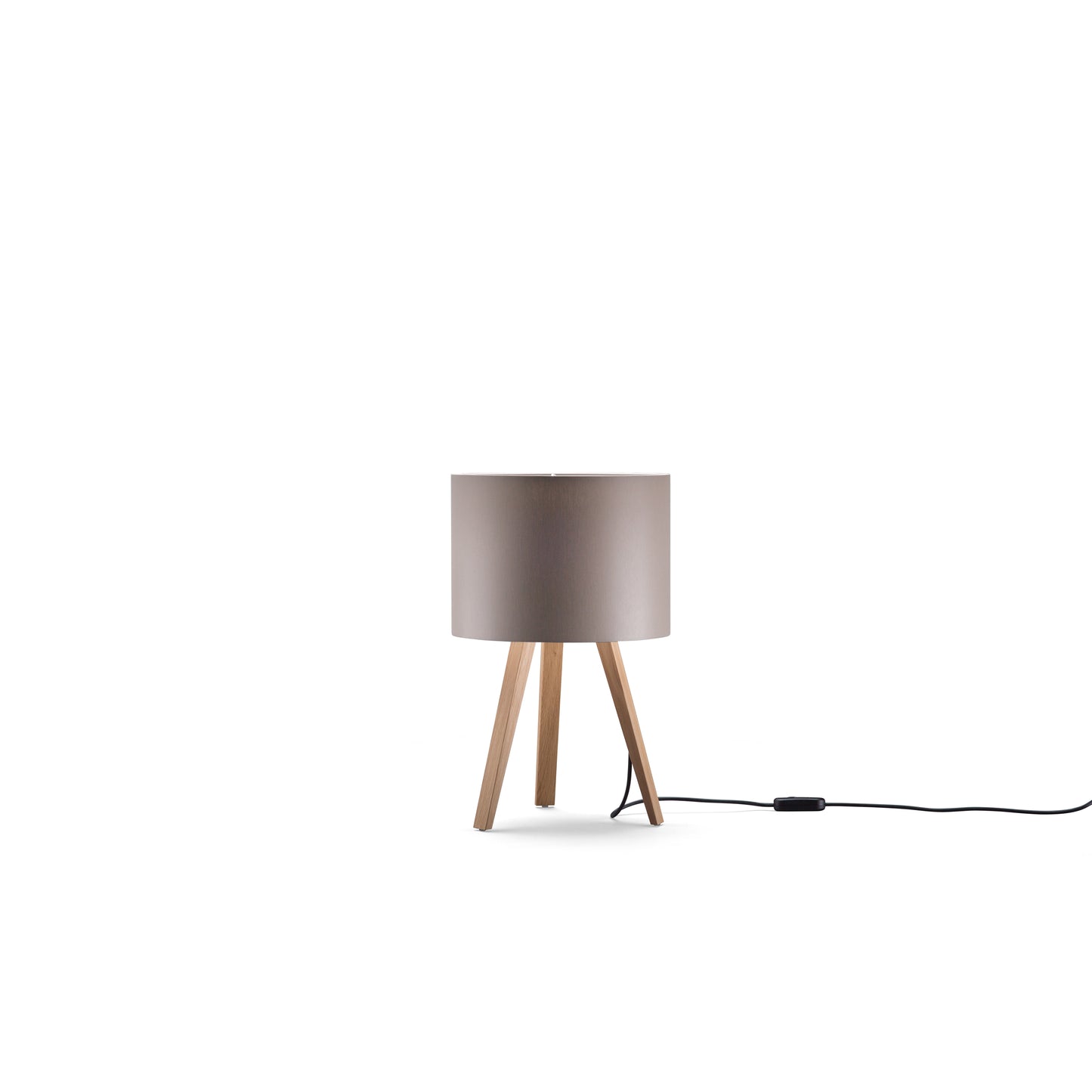 LUCA LITTLE Designer Nachttischleuchte handgefertigt aus Holz (Eiche) geölt mit textilem Lampenschirm bronzegrau – Made in Germany
